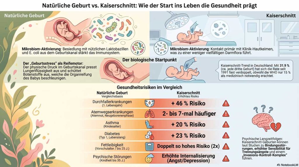 Natürliche Geburt versus Kaiserschnitt